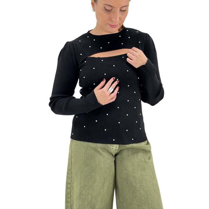 Markup, Maglia, Donna, Tessuto Misto, Nero