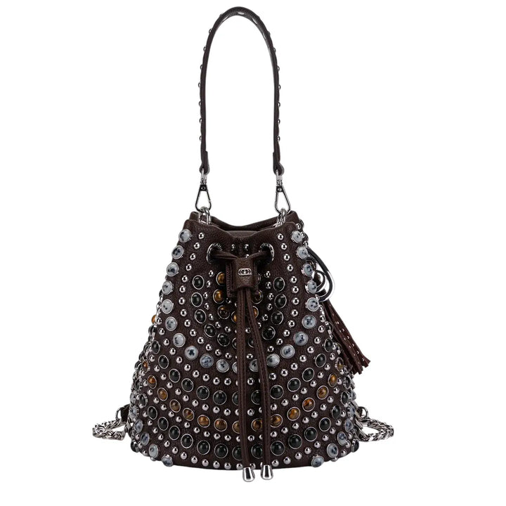 La Carrie, Secchiello, Donna, Ecopelle, Pietre, Marrone