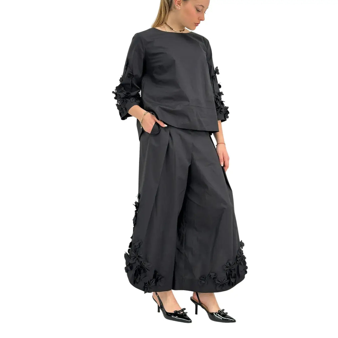 Meimeij, Pantaloni, Donna, Cotone, Nero
