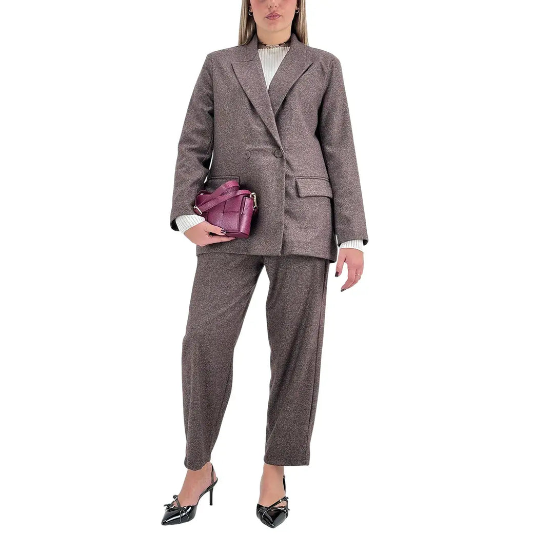 Bassini Maglia Donna Avorio a Coste Girocollo Basic a Maniche Lunghe