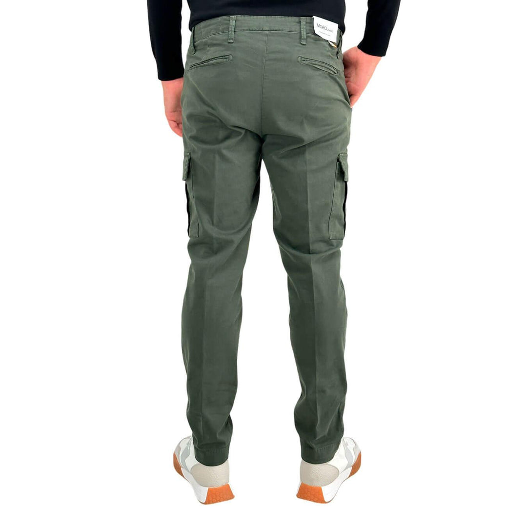 Moro Pantaloni Uomo, Cargo, Tasche Laterali, Cotone, Verde