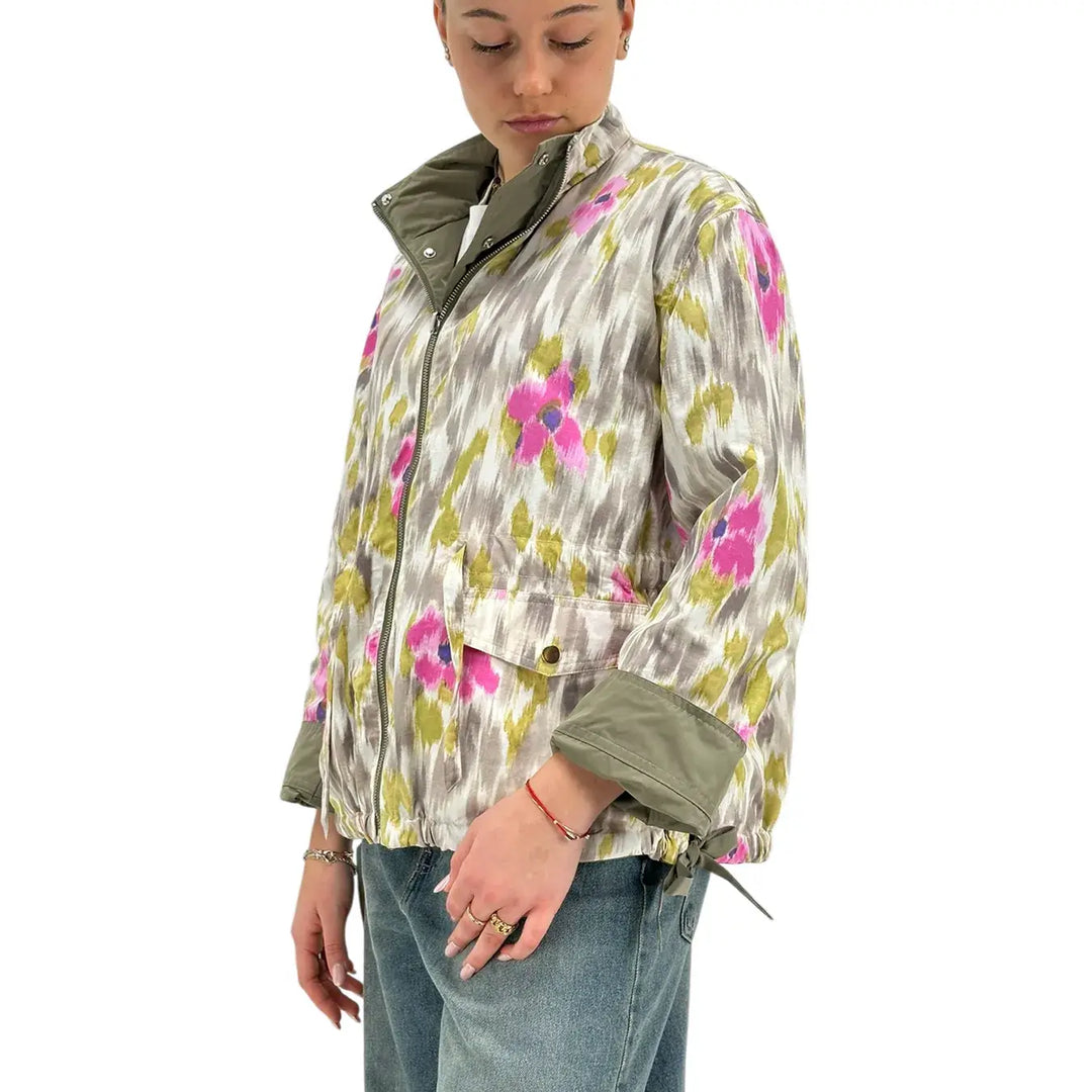 Oof Wear, Giubbotto, Donna, Double Face, Verde e Floreale