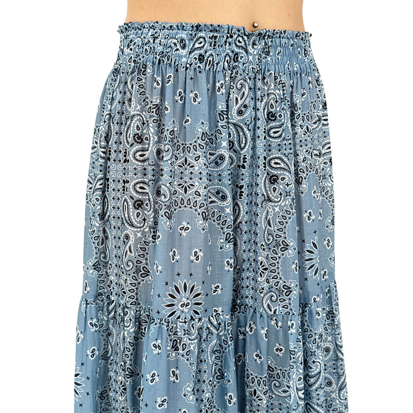 Mc2 Saint Barth Women's Long Skirt, Bandana Round, Blue