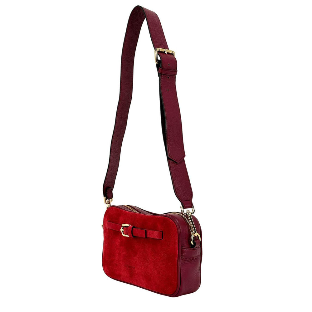 Avenue67 Olga Borsa Donna, Tracolla, Crossbody, Camoscio, Rosso, chiusura con cerniera