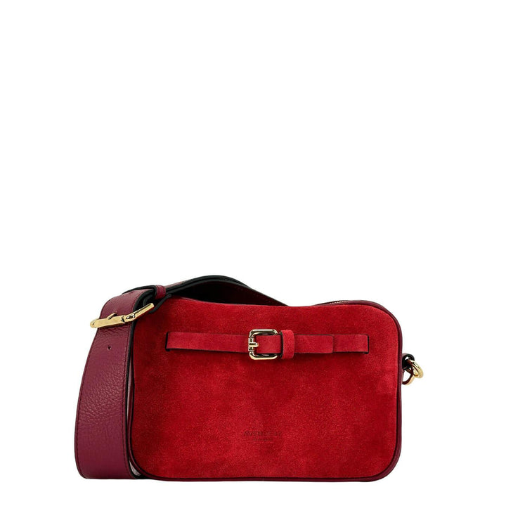 Avenue67 Olga Borsa Donna, Tracolla, Crossbody, Camoscio, Rosso, logo frontale