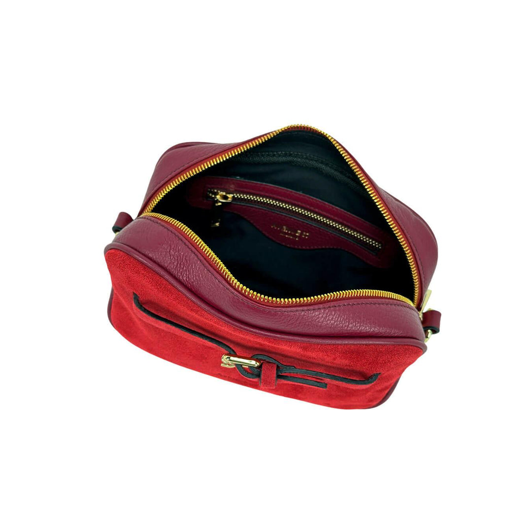 Avenue67 Olga Borsa Donna, Tracolla, Crossbody, Camoscio, Rosso, interno foderato