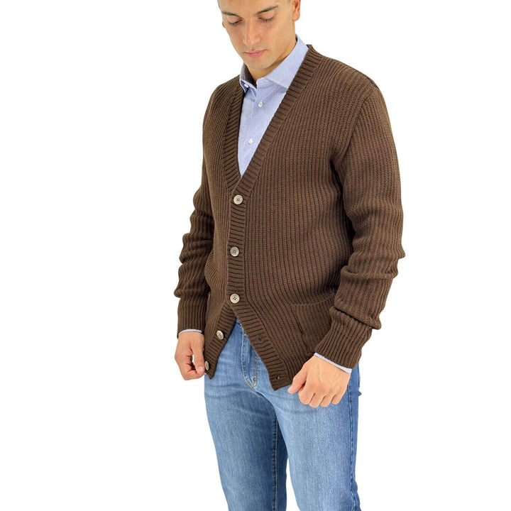 BL.11, Cardigan, Uomo, Acrilico, Marrone