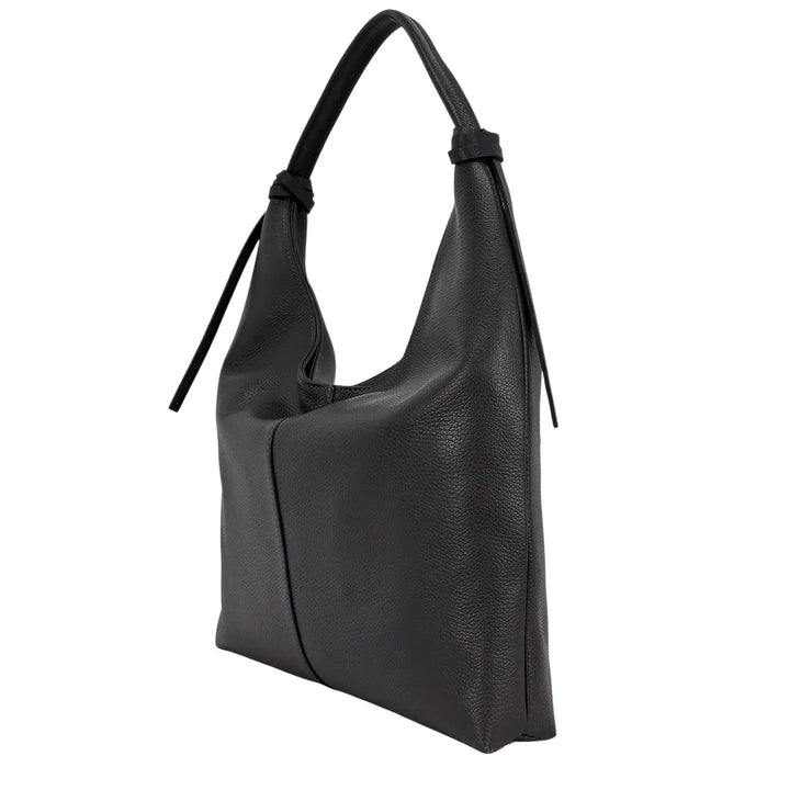 Bassini Borsa Donna in Pelle a Sacca con Spallaccio e Chiusura Zip Cioccolato