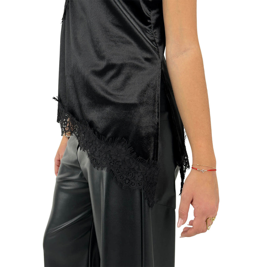 Tensione In, Top, Donna, Tessuto Misto, Nero