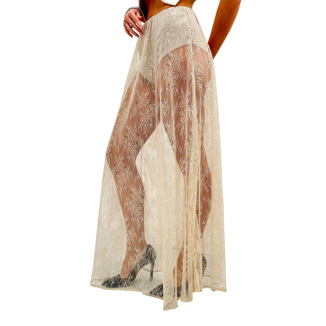 Kontatto Gonna Donna, Lunga, Pizzo, Trasparente, Beige