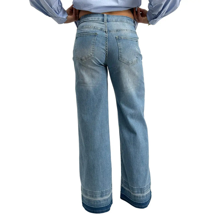 Bassini, Jeans Palazzo, Donna, Tessuto Misto, Blu