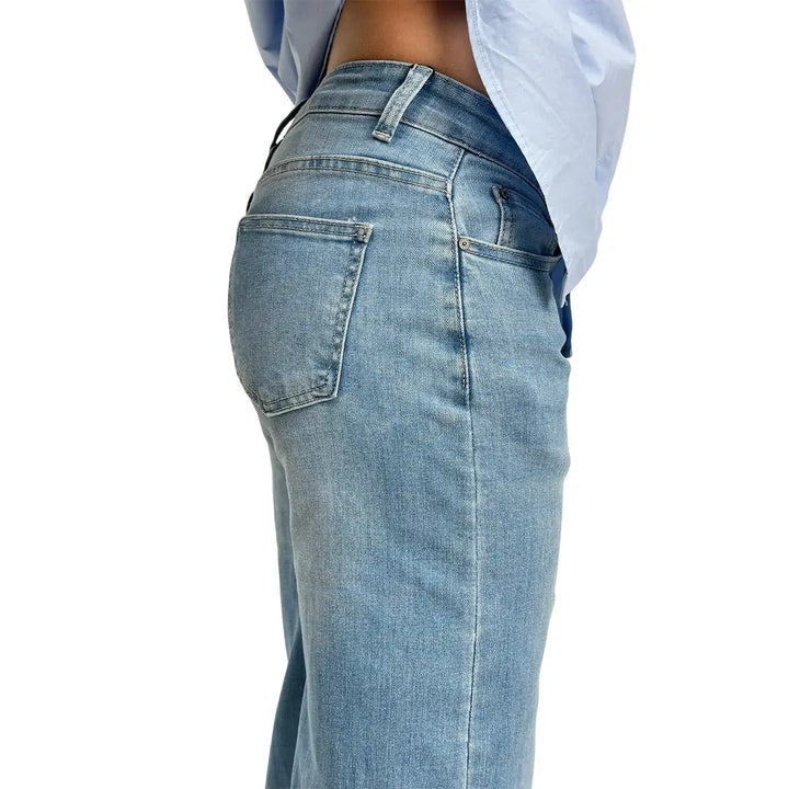 Bassini, Jeans Palazzo, Donna, Tessuto Misto, Blu