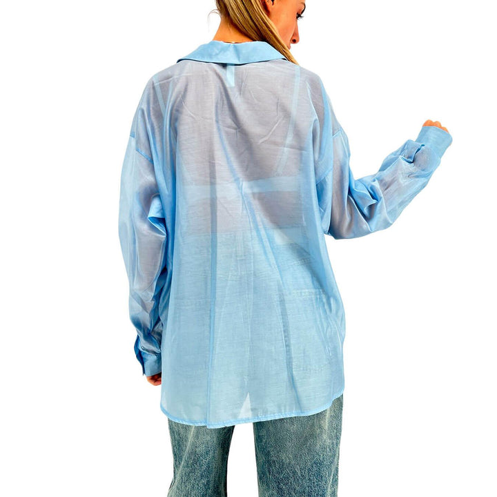 Tension In Women's Shirt, Basic, Transparent, Tencel, Light Blue