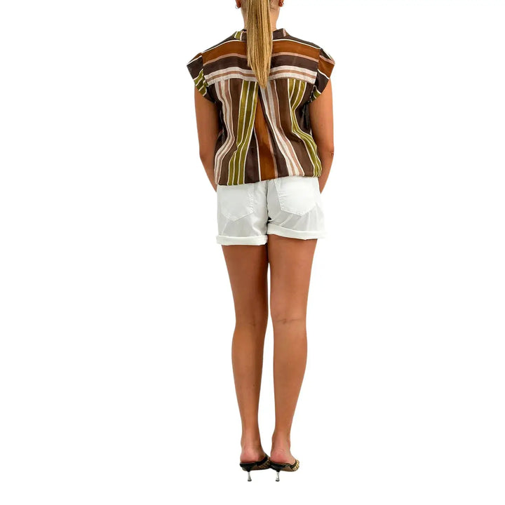 Motel Shorts Donna Bianchi in Cotone Elasticizzato con Vestibilità Casual