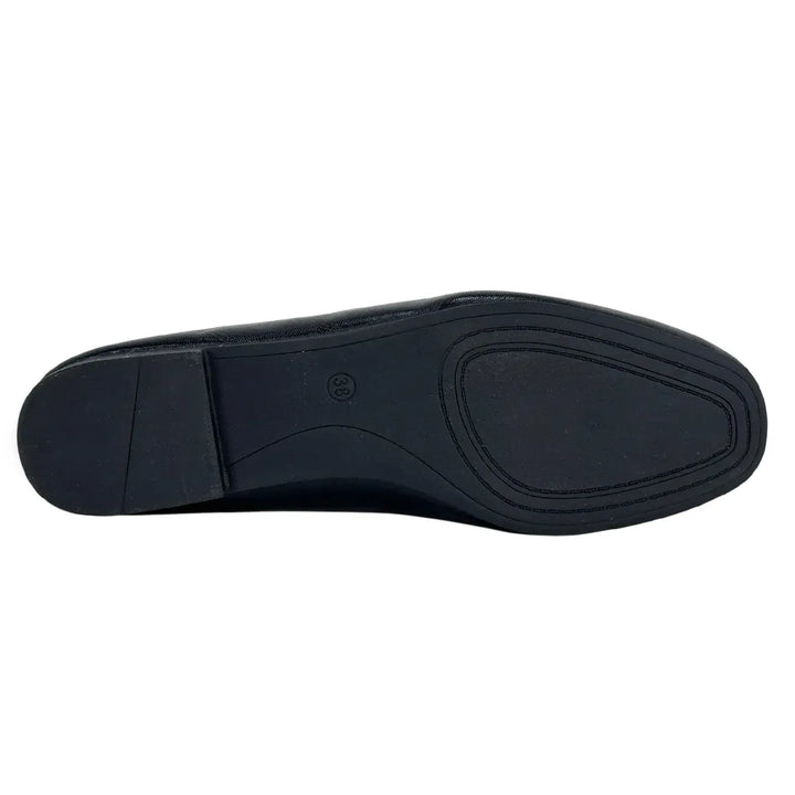 Bassini Ballerine Donna Nere in Morbida Ecopelle con Punta Tonda, Tacco 1 cm e Suola Antiscivolo