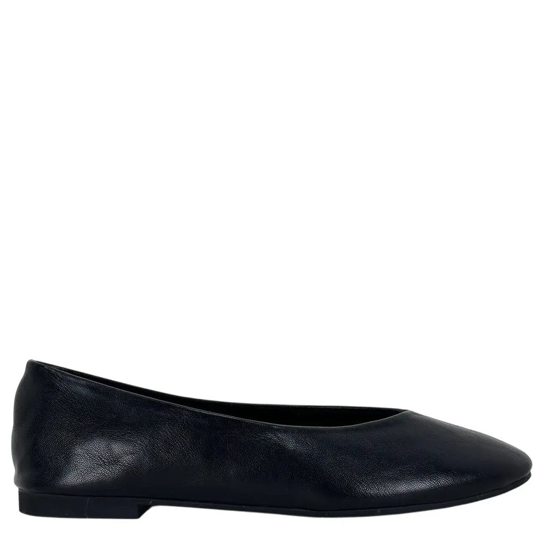 Bassini Ballerine Donna Nere in Morbida Ecopelle con Punta Tonda, Tacco 1 cm e Suola Antiscivolo