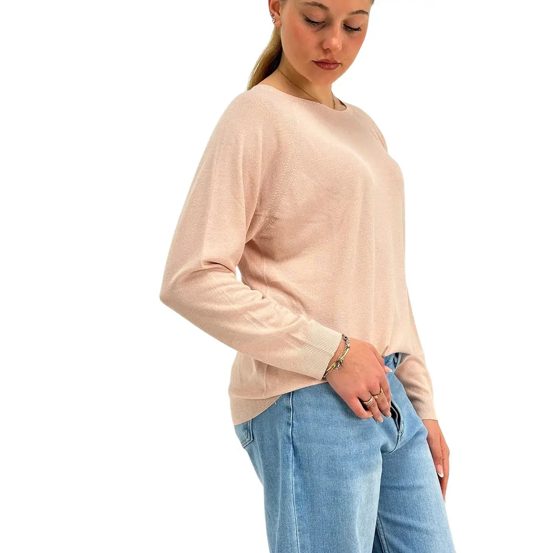 Kontatto, Maglia, Donna, Girocollo, Maniche Lunghe, Rosa, Viscosa