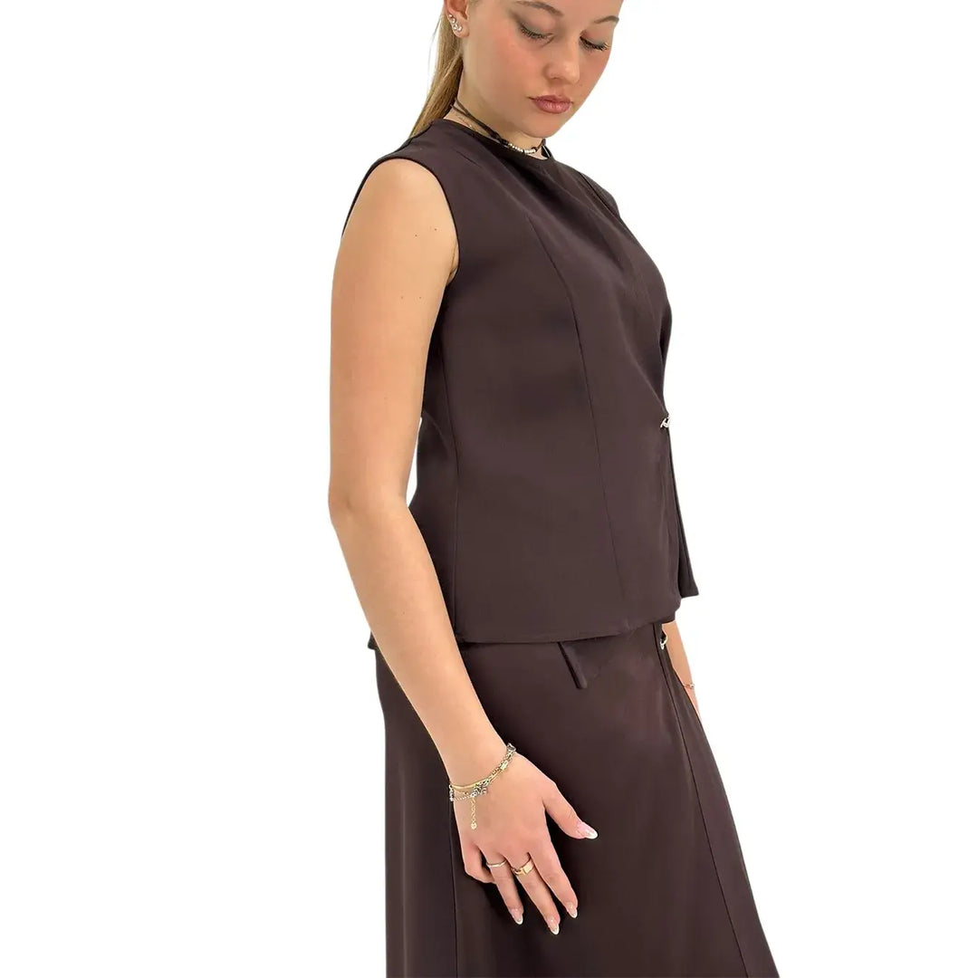 Ottod'Ame, Top, Donna, Dettaglio Metallo, Marrone