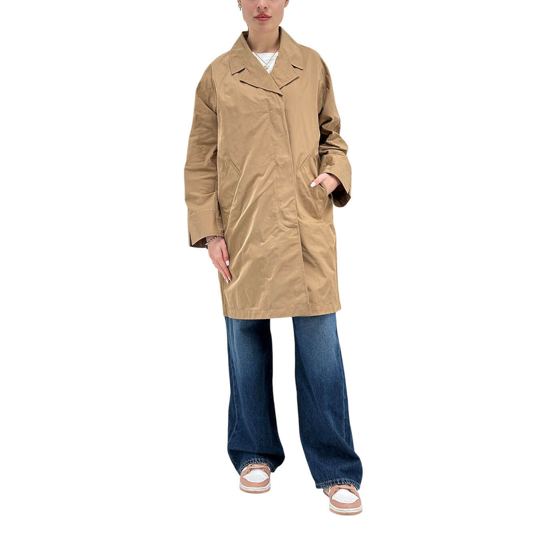 Oof Wear Cappotto Donna, Trench, Tessuto Memory, Beige