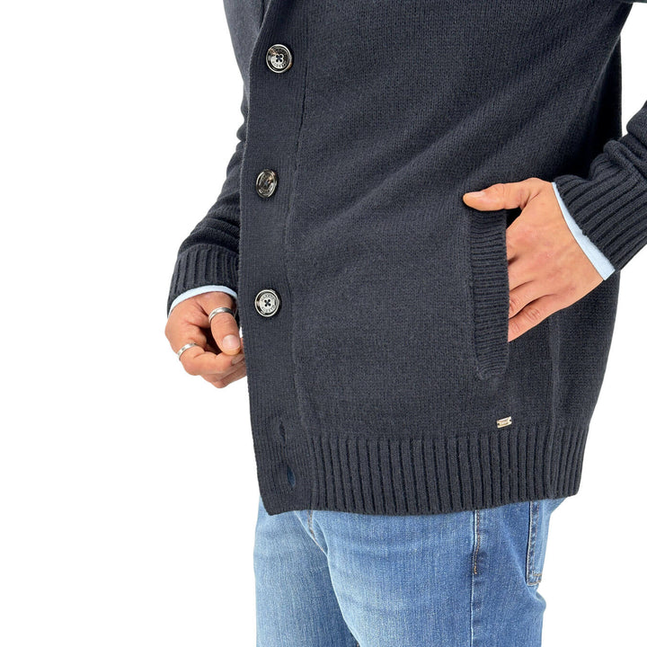 Markup, Cardigan, Uomo, Tessuto Misto, Blu
