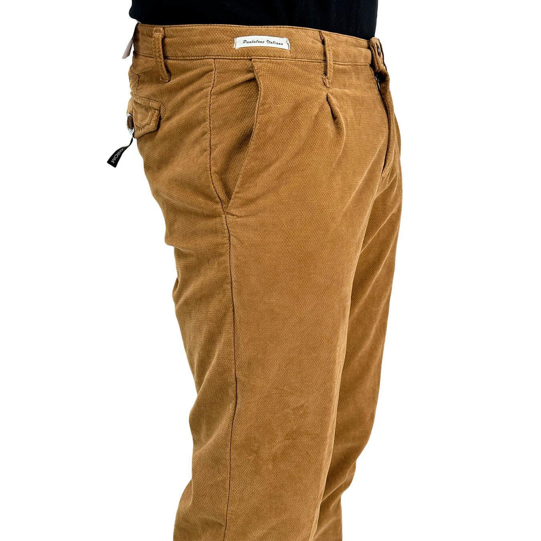 Moro Pantaloni Chino, Uomo, Slim Fit, Cotone, Cammello