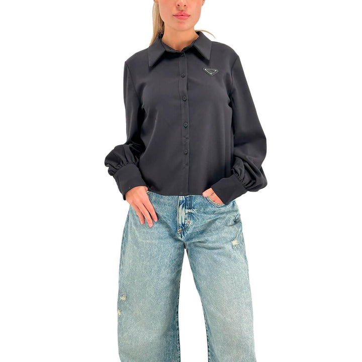 Tension In Women's Shirt, Crop Model, Viscose, Black