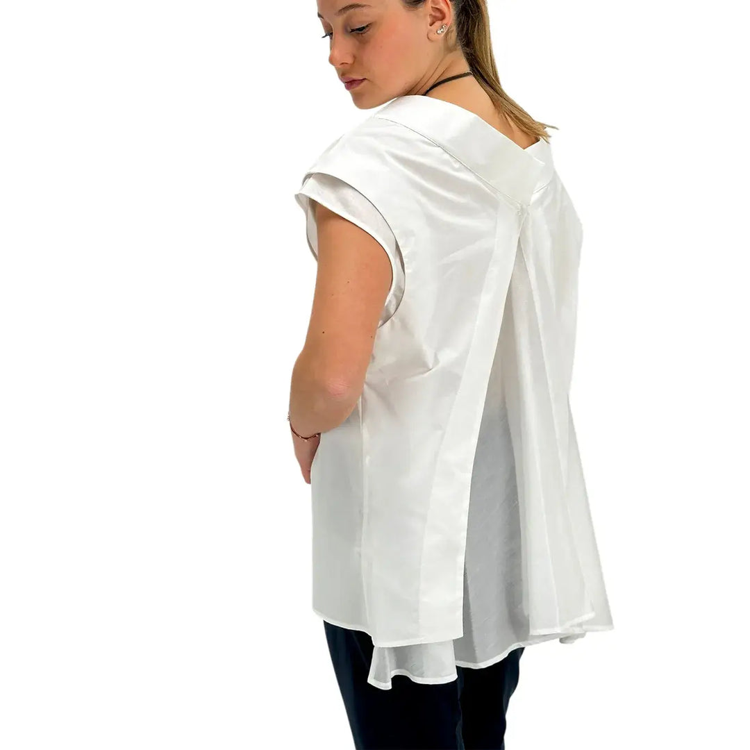 Meimeij, Blusa, Donna, Smanicata, Cotone, Bianco