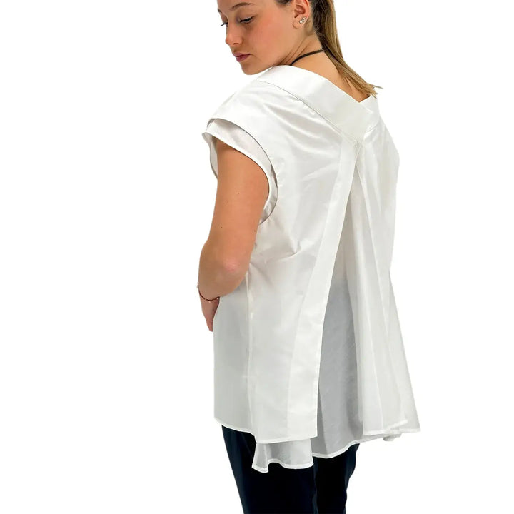 Meimeij, Blusa, Donna, Smanicata, Cotone, Bianco