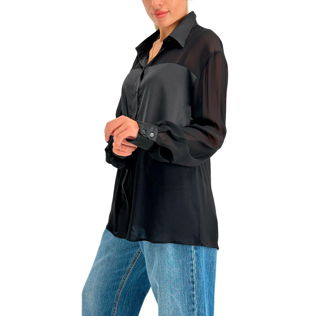 Imperial Camicia Donna, Colletto Classico, Voile, Viscosa, Nero