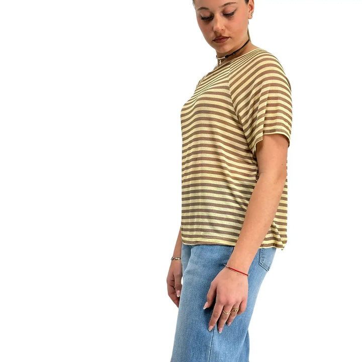 Bassini, Maglia a Righe, Donna, Giallo e Beige