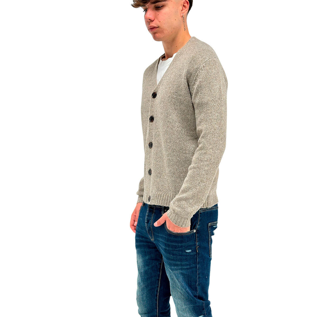 MarKup Maglia Uomo, Cardigan, Tinta Unita, Melange, Beige