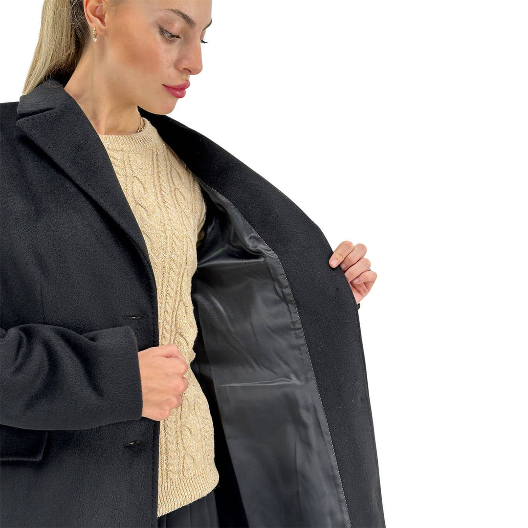 Markup, Cappotto, Donna, Tessuto Misto, Nero