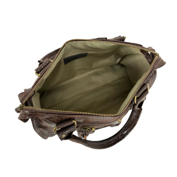 Bassini, City Bag, Media, Vera Pelle, Cioccolato