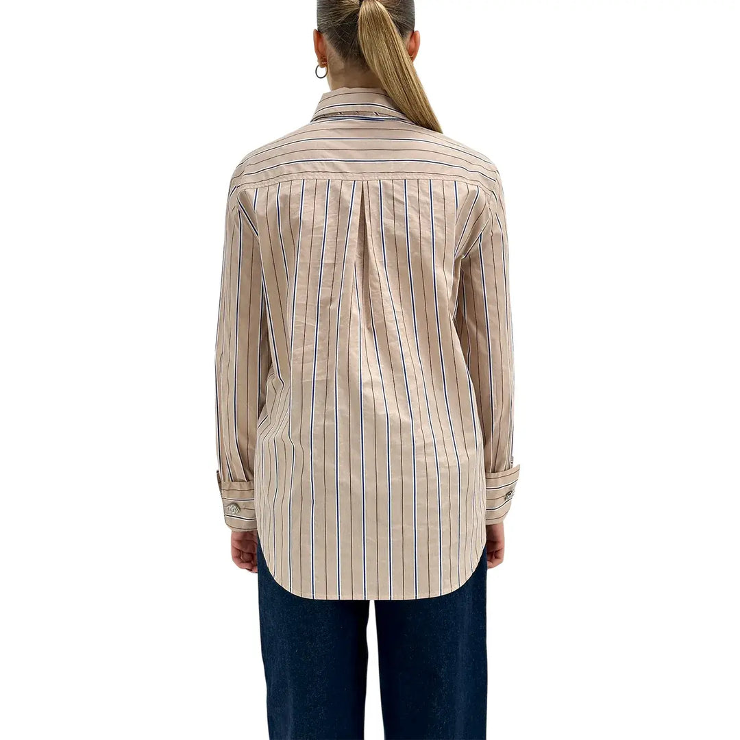 Koralline, Camicia con Cravatta, Donna, Cotone, Beige