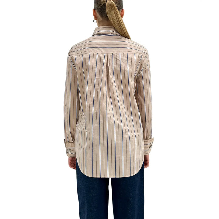 Koralline, Camicia con Cravatta, Donna, Cotone, Beige