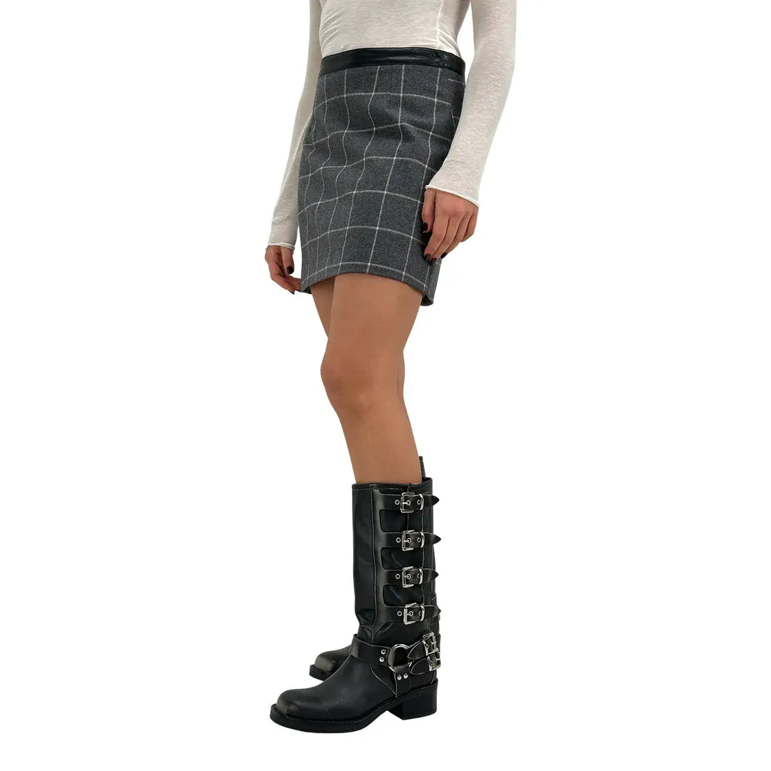 Koralline, Gonna, Donna, Quadri, Misto Lana, Grigio