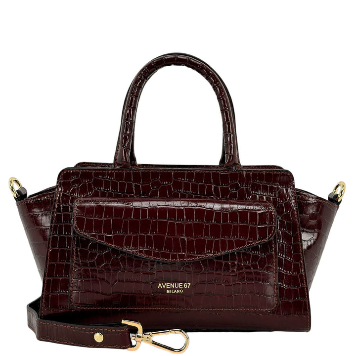 Avenue67 Letizia Women's Bag, Handbag, Crocodile Print Leather, Brown