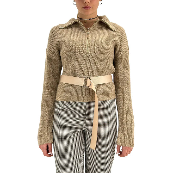 Koralline, Maglia con Cintura, Donna, Tessuto Misto, Sabbia