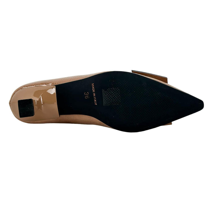 Divine Follie Scarpe Donna, Décolleté Boston, Fiocco, Naplak, Grigio, bassiniboutique