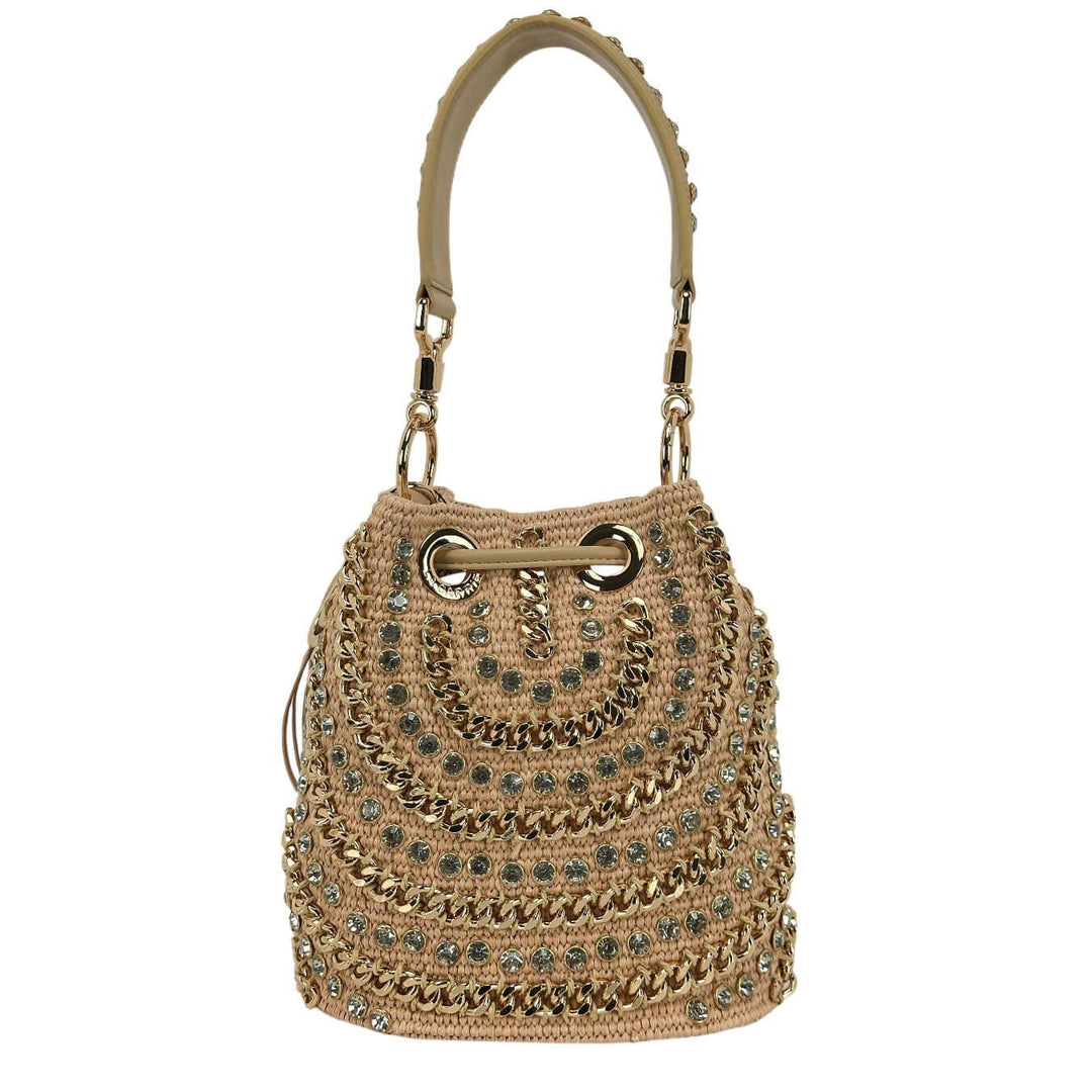 La Carrie Andromeda Borsa Donna, Secchiello, Ecopelle, Catene, Beige