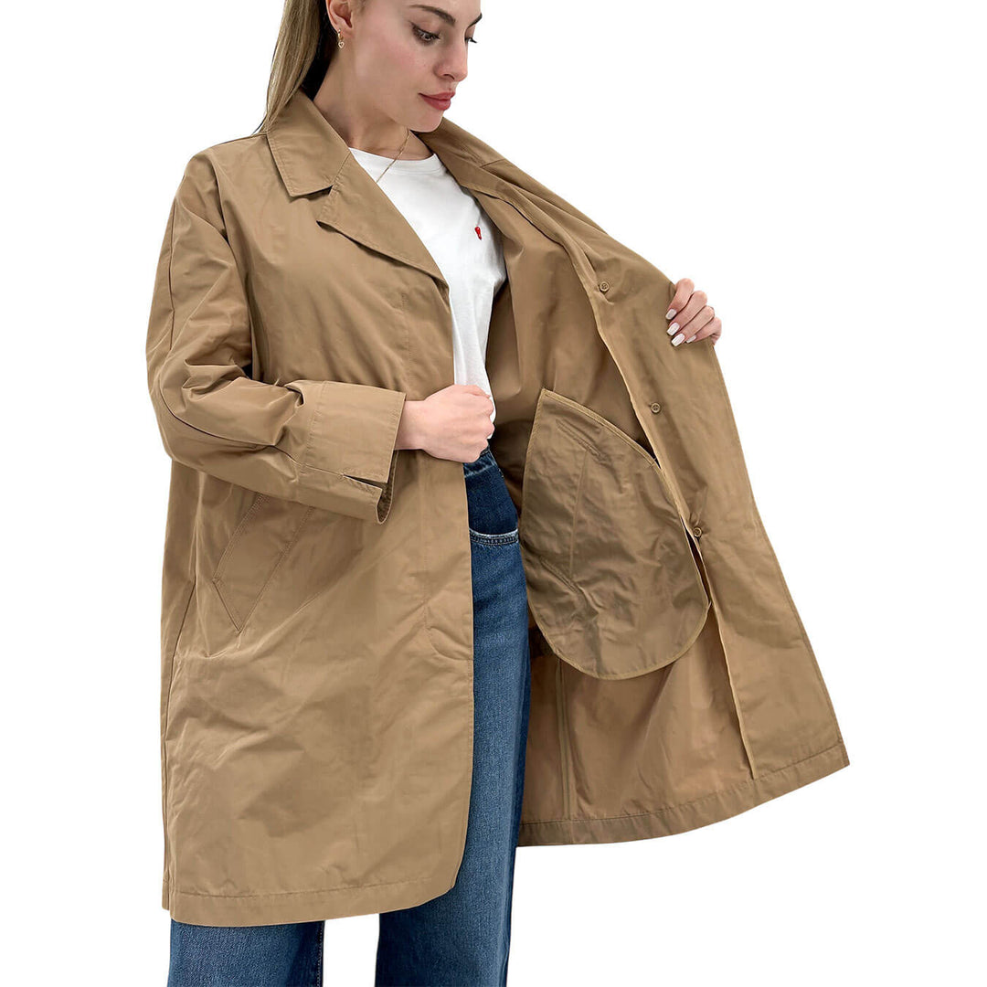 Oof Wear Cappotto Donna, Trench, Tessuto Memory, Beige