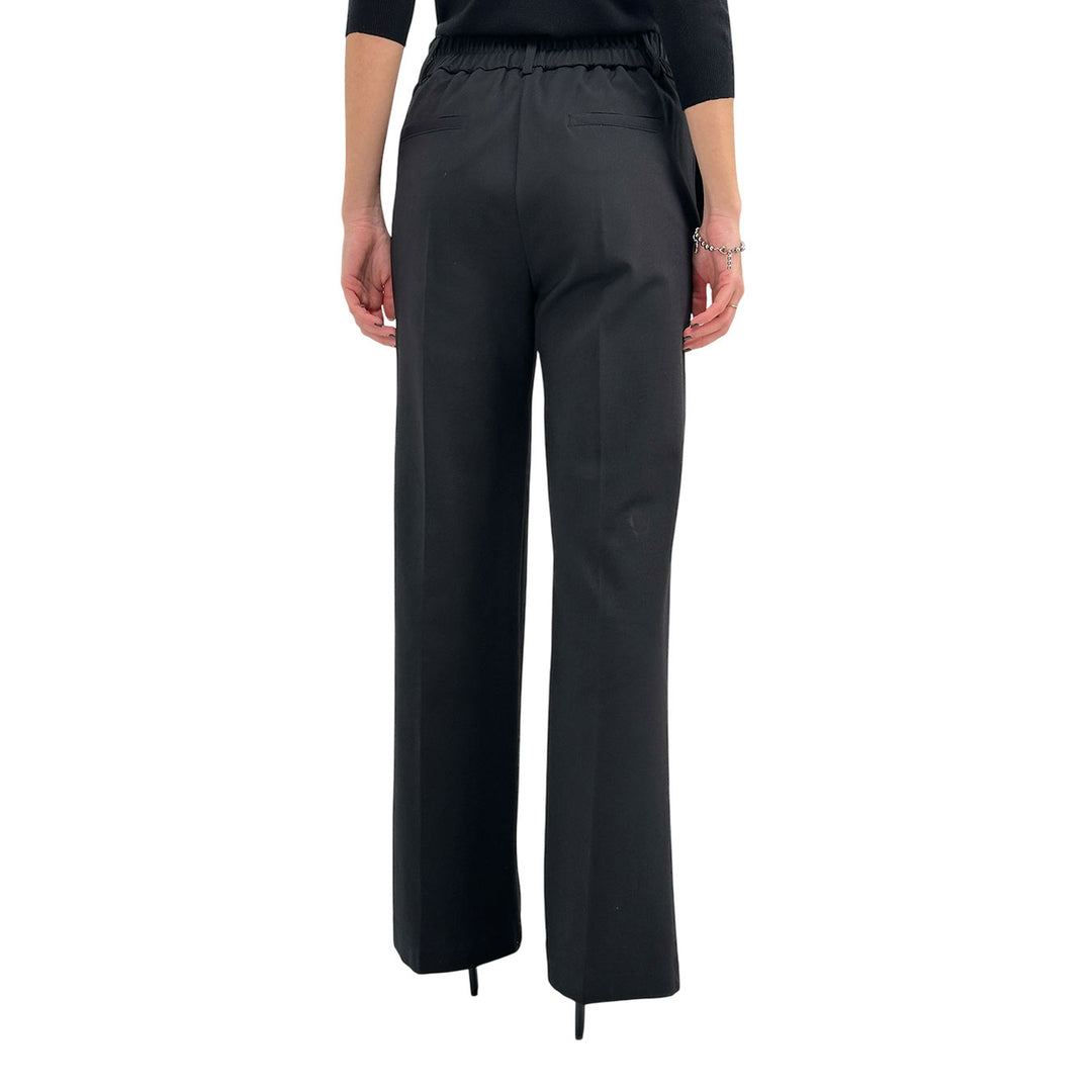 Motel Pantaloni Donna, Modello Palazzo, Tessuto Misto, Nero