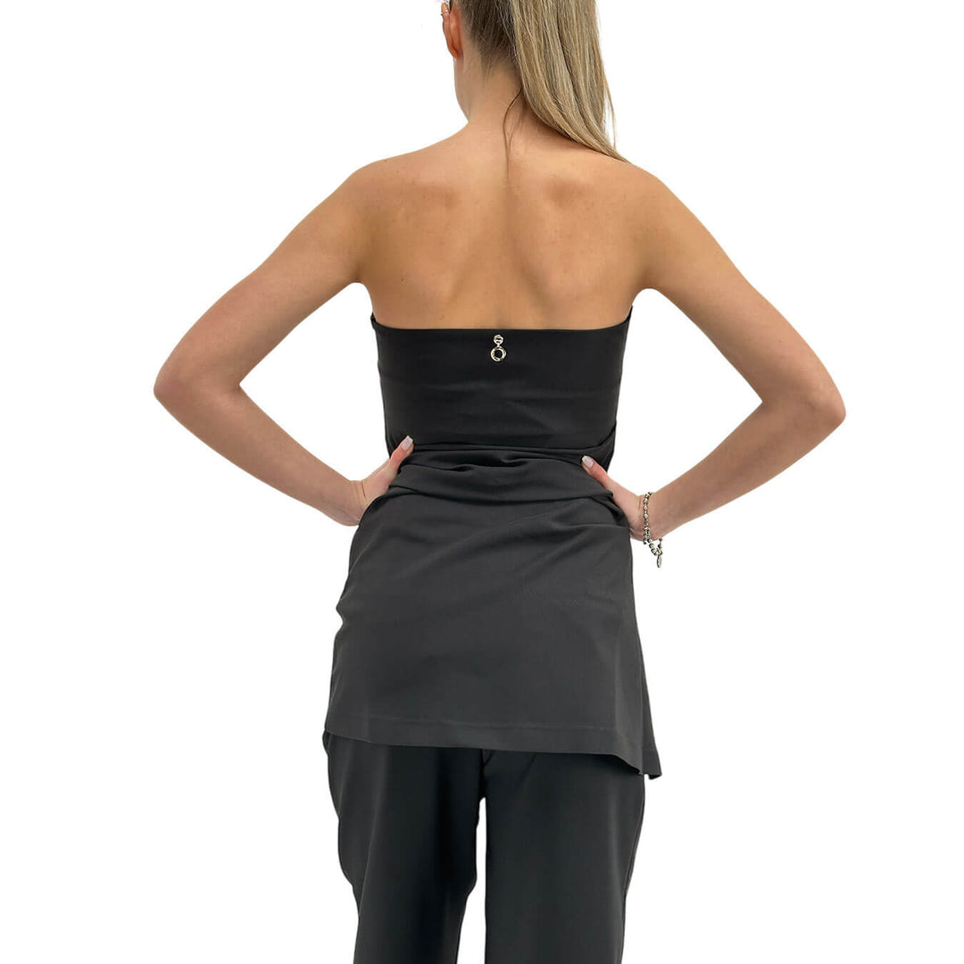 Relish Top Cosimo Donna, Fascia con Pieghe, Spacco, Nero