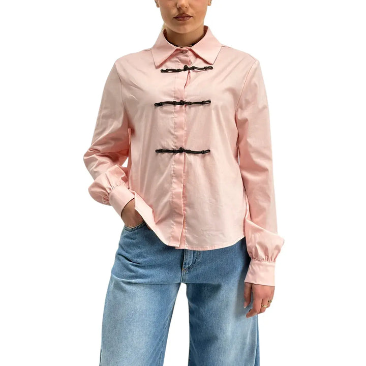 Kontatto, Camicia con Alamari, Donna, Cotone, Rosa