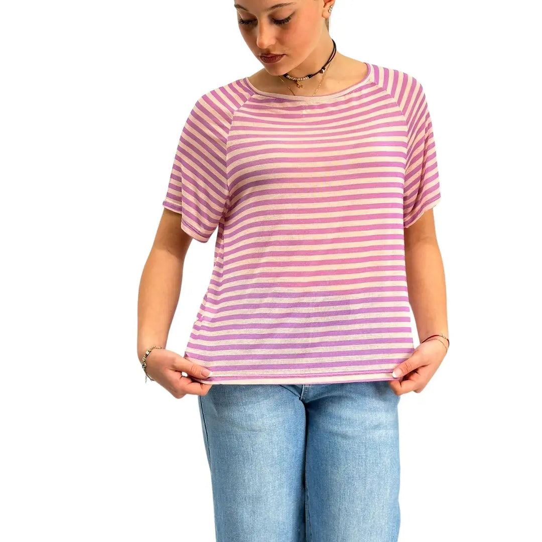 Bassini, Maglia a Righe, Donna, Rosa e Fucsia