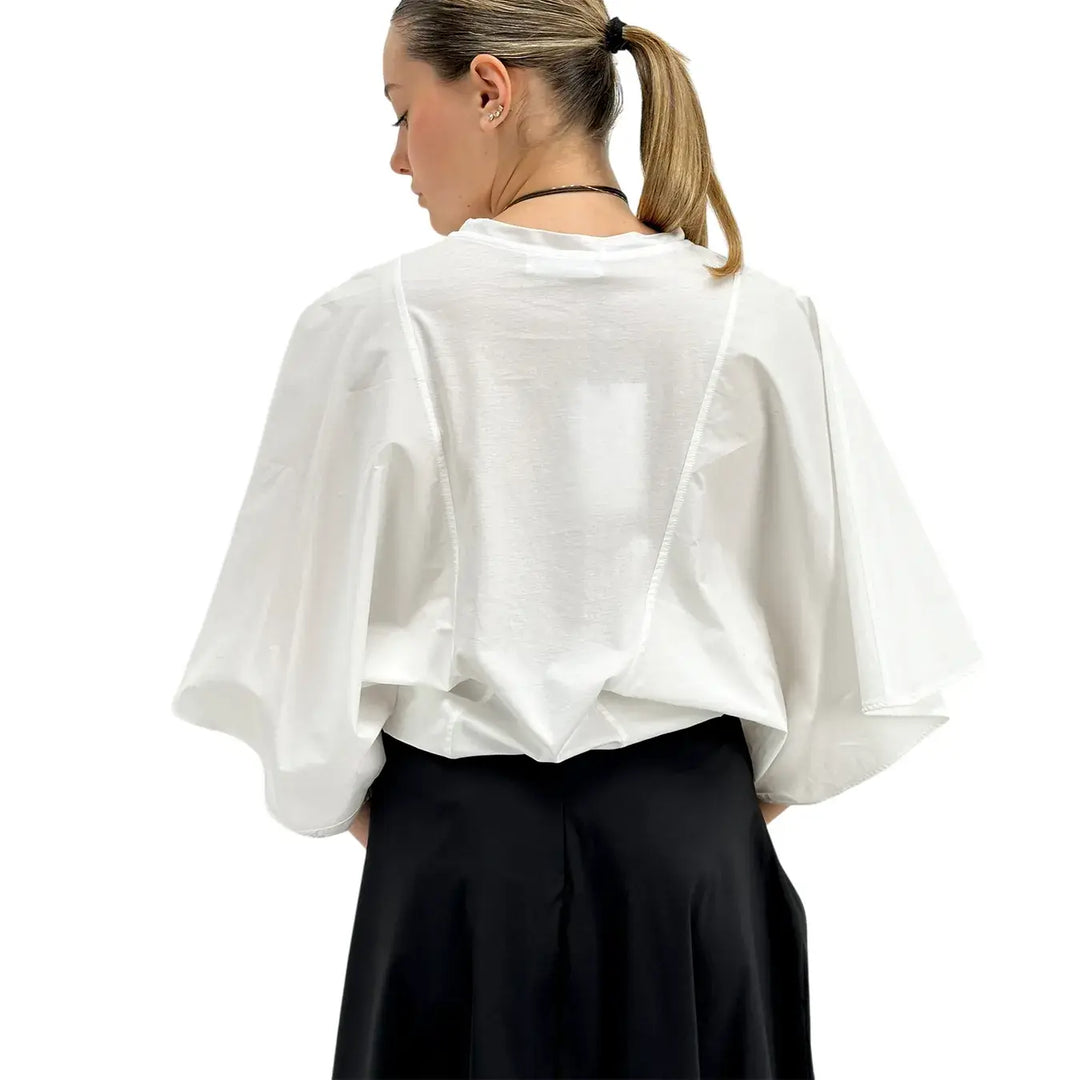 Meimeij, T-Shirt, Donna, Girocollo, Bianco