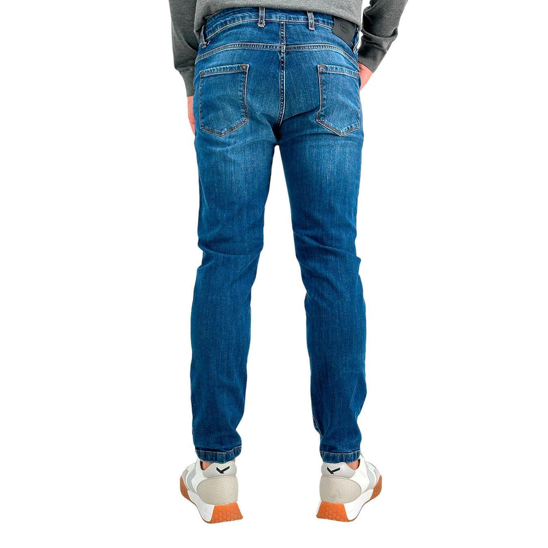 Moro Pantaloni Uomo, Jeans, Denim, Chino, Slim, Cotone, Blu Medio