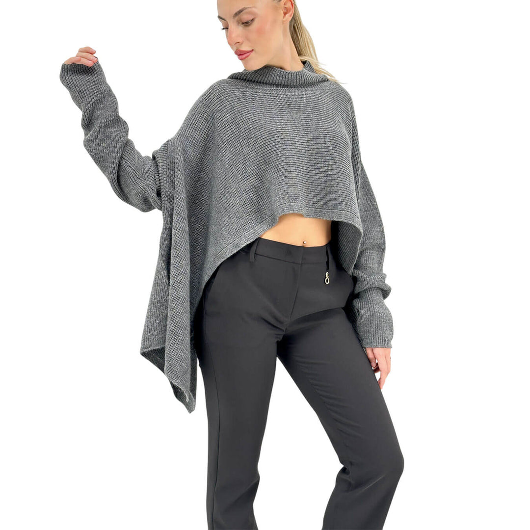 Relish, Maglia, Donna, Taso, Collo Alto, Acrilico, Grigio