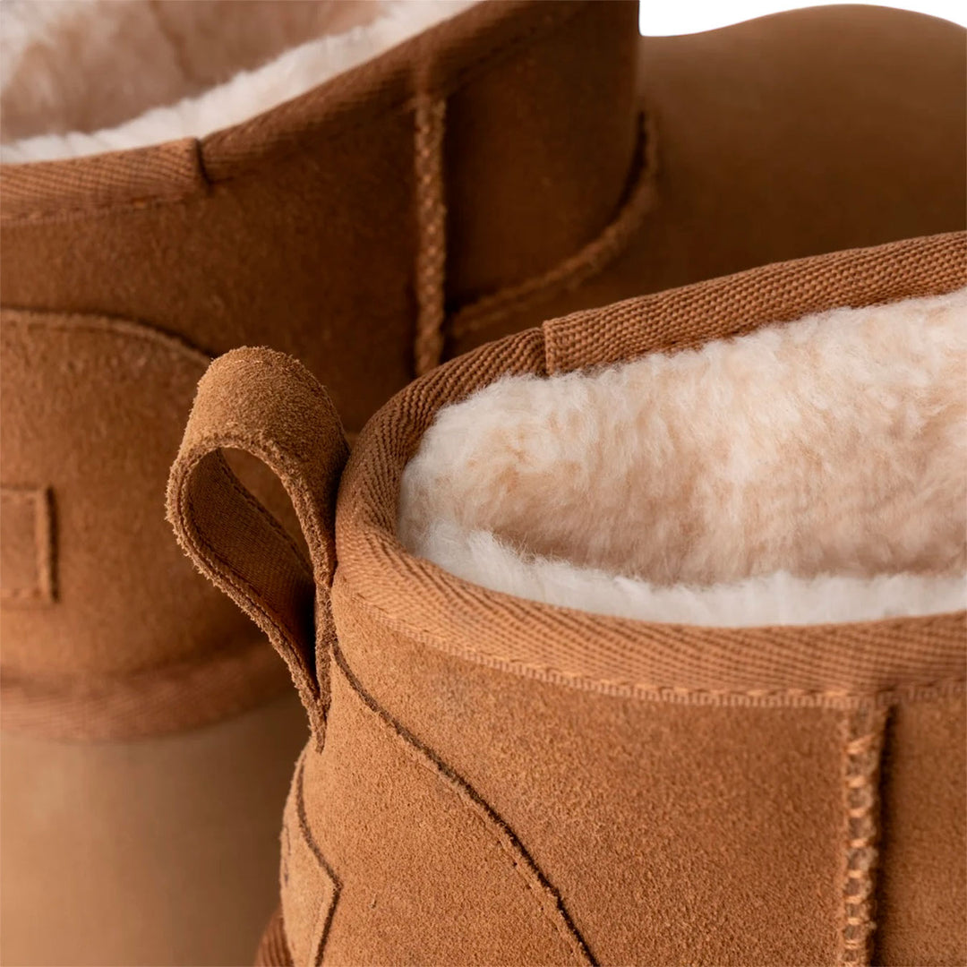 Ugg Stivali Donna, Classic Ultra Mini New Heights, Camoscio, Chestnut