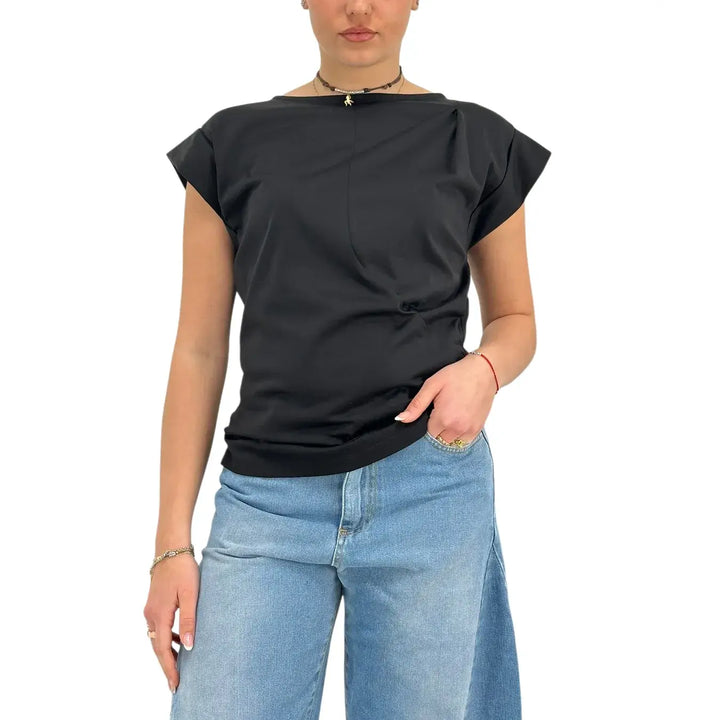 Ottod'Ame, T-Shirt, Donna, Cotone Modal, Nero